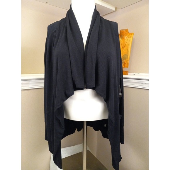 90 Degree By Reflex Navy Blue Waterfall Open‎ Cardigan Sweater Size Large - Picture 1 of 9